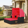 Outdoor Hand-Woven PE Wicker Daybed Sun Lounger Patio Loveseat Sofa Set w/Canopy