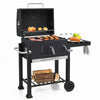 Charcoal BBQ Grill with Warming Rack Shelves Temperature Gauge Backyard Kit
