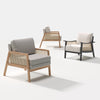 Scandi Solid Wooden Frame Chair Wicker Armchair Tub Sofa Fabric Upholstered Seat