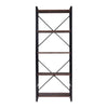 Vintage 5Tier Bookshelf Rustic Wood Metal Storage Bookcase Display Shelving Unit