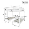 Triple Bunk Bed 4ft6 Double Kids Pine Wooden Bed Frame in White w/ 70x140 cm Bed