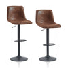 2x Brown Swivel Bar Stools Faux Suede Leather Metal Base Kitchen Chairs