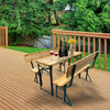 Outdoor Garden Beer Table and Bench Furniture Set Foldable Picnic Backrest Bench