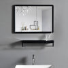 Rectangle Bathroom Mirror w/ Makeup shelf Wall Mounted Metal Frame Black 40x60cm
