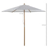 2.5m Wood Garden Parasol Sun Shade Patio Outdoor Wooden Umbrella Canopy