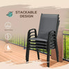 Set of 4 Garden Dining Chair Set Outdoor w/ High Back Armrest Grey