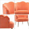 Upholstered Scalloped Velvet Matte Armchair Lounge Chair Oyster Back Sofa Nordic