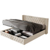 Ottoman Bed Frame Gas Lift Up Storage Double Size Beige Fabric Upholstered Bed