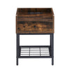 Bedside Table Drawer Storage Industrial Side End Table Nightstand Metal Shelf