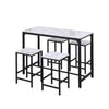5Pcs White Marble Bar Table & 4 Stools Breakfast Kitchen Dining Set Bar Bistro