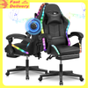 RGB Office Reclining Chair with Footrest & Bluetooth Music Speakers Gaming Chair