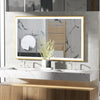 LED Illuminated Bathroom Mirror Golden Brushed Beveled Frame Makeup Wall Mirror