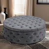 Round Ottoman Footstool With Button Coffee Side Table Pouffe Living Room Bedroom