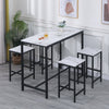 5Pcs White Marble Bar Table & 4 Stools Breakfast Kitchen Dining Set Bar Bistro