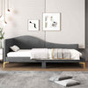 Single Size Upholstered Daybed Sofa Bed Frame Adjustable Foot Pads-Grey