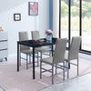 Set of Black Marble MDF Top Dining Table with 4x Grey Faux Leather Chairs