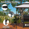 242 x 153 cm Outdoor Grill Gazebo Double Tiered BBQ Canopy Tent-Grey