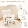 Teddy Fleece Fabric Upholstered Glider Chair with Comfy Backrest-Beige