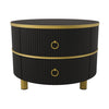 Round Nesting Coffee Table Set of 2 Stacking End Side Table With Storage Drawers