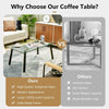Tempered Glass Coffee Table Rectangular Cocktail Snack Tea Table with Metal Leg