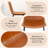 Faux Leather Upholstered Kitchen Side Chair with Metal Legs-Brown
