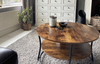 Round Industrial Coffee Table Rustic Metal Furniture Vintage Side Storage Shelf