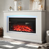 2kW Electric Fireplace LED Log Fire Flame White Surround Stand Heater Set 34''