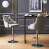 2x Velvet Bar Stools Kitchen High Chair Button Tufted Back Breakfast Stools Grey