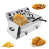 5000W 21.6L Commercial Electric Deep Chip Fryer 2 Tank French Fry Stainless Stee