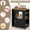 Kitchen Island on Wheels Storage Trolley Cart Cabinet Shelves Wine Racks Bamboo