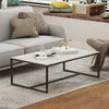 Modern Marble Coffee Table Rectangle Cocktail Table with Black Frame Living Room