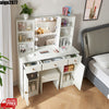 White Dressing Table with Large Mirror 3 Drawers Stool Makeup Desk Vanity Set