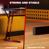 Gaming Desk with LED Lights and Power Outlets, Z Shaped Computer Desk, Black