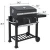 Outdoor Charcoal BBQ Grill with Wheels, Thermometer & Side Racks – 113cm