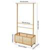 Tall Bamboo Clothes Rack Hanging Rail Coat Stands Open Wardrobe Storage Basket