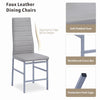 4pcs High Back Grey Faux Leather Dining Chairs Footrest Legs Dining Room Kitchen