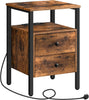 Bedside Table with Charging Station End Table with 2 Drawers Nightstand