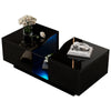 BLACK COFFEE TABLE WITH 2 DRAWERS STORAGE, RGB LED LIGHTS, LIVING ROOM FURNITURE