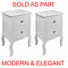 2 x White Bedroom Bedside Table Unit Cabinet Nightstand with 2 Drawers in Each