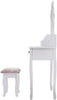 Dressing Table 5 Drawer Makeup Desk Dresser w/Mirror and Stool Bedroom White