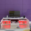 White Modern 177cm TV Unit Stand Cabinet High Gloss & Matt body with LED Lights