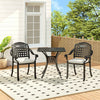 3Pcs Black Cast Aluminium Square Garden Table and Chairs Outdoor Dining Set UK