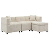 3 Seater Sofa L shape Fabric Corner Sofa with Detachable Storage Ottoman | Beige