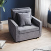Folding Sofa Bed Fabric Grey Sleeper Pull Out Convertible Arm Chair Adjustable