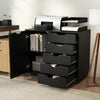 Wooden Vertical Storage Dresser Cabinet 5-Drawer Chest with Door-Black