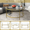 Round Coffee Table Home Office Stylish Tempered Glass Accent Side Table