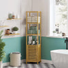 Bamboo Bathroom Cabinet Storage Tall Slim Furniture Toilet Kitchen Cupboard Door