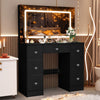 Crystal handle Dressing Table with 7Drawers Makeup Desk Vanity Table LED Mirrow
