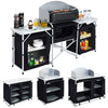 Folding Camping Kitchen Portable Windshield Cooking Table Picnic Storage Cabinet