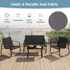 4Pcs Garden Furniture Set Patio Rocking Chairs Loveseat with Glass-Top Table